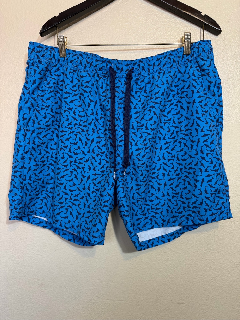 Express men's swim trunks all-over shark pattern large